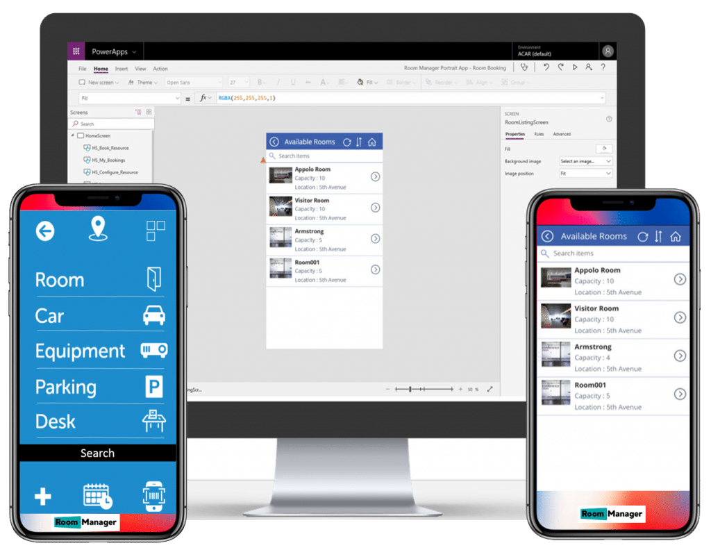 powerApps solution for meeting room and resource booking Room Manager