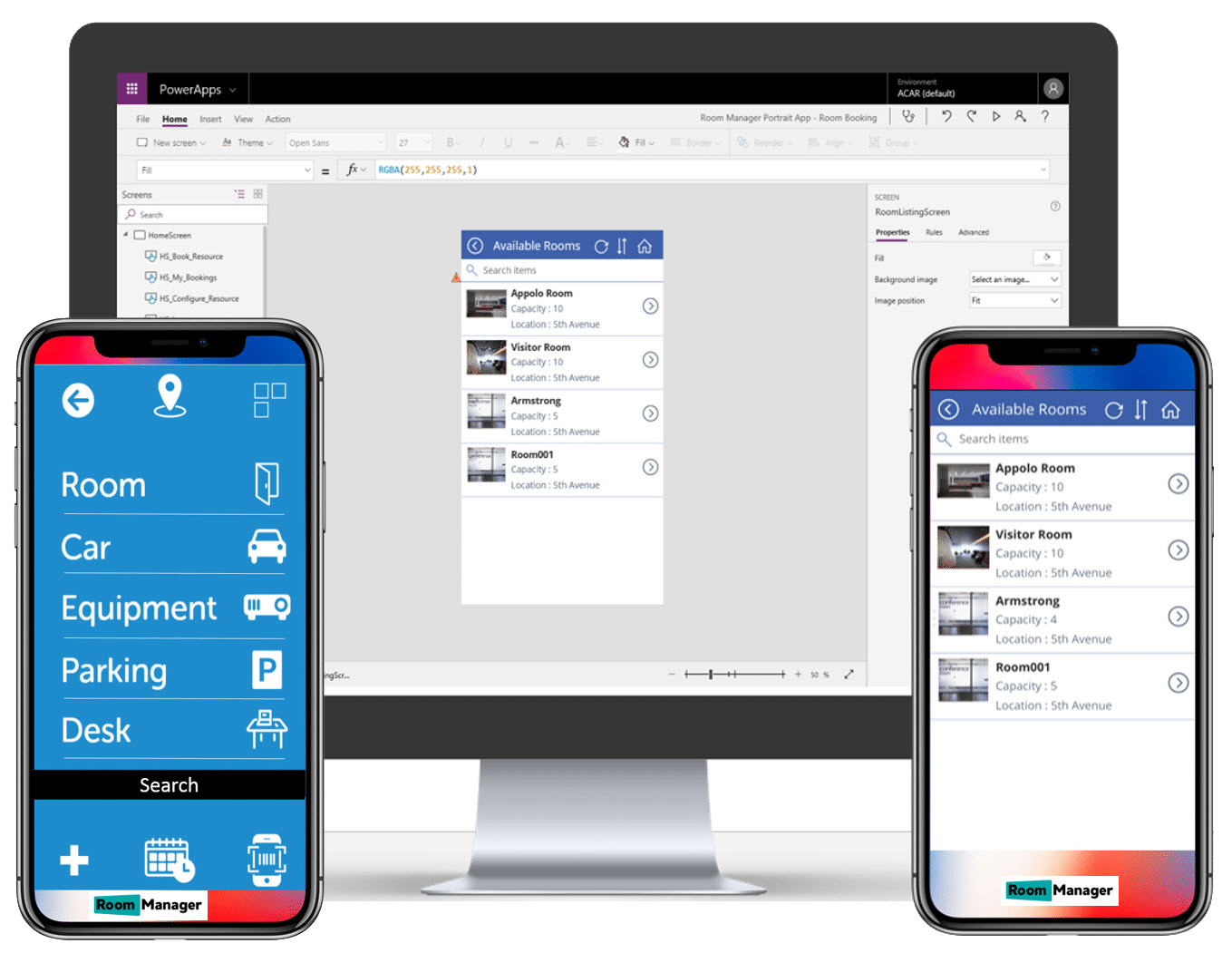 powerApps solution for meeting room and resource booking Room Manager