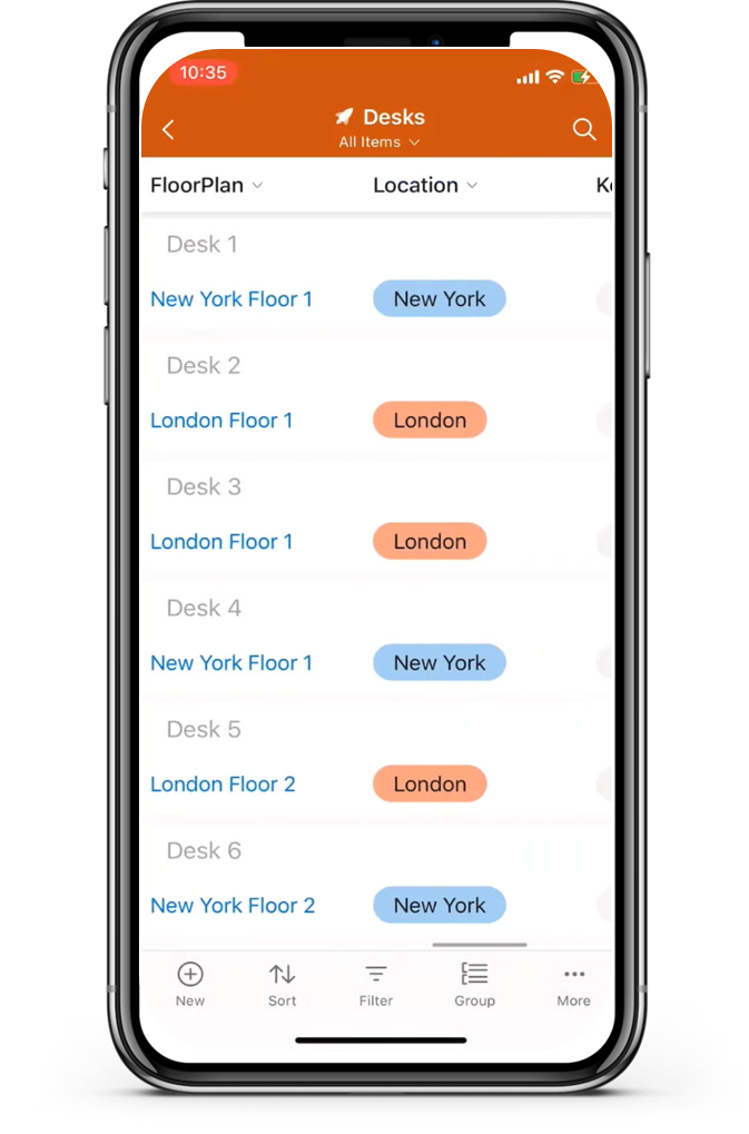 Deskbooking Microsoft Lists Mobile App